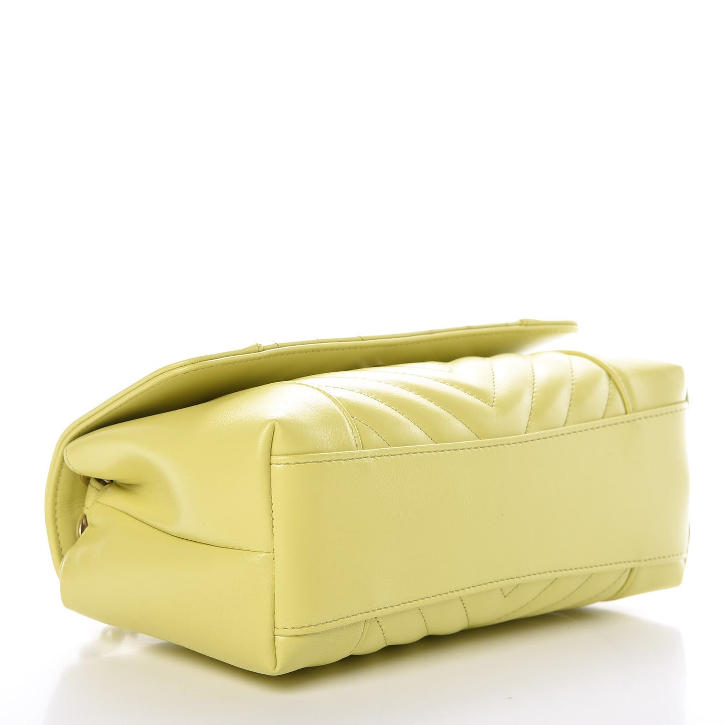Calfskin Chevron Quilted Flap Yellow