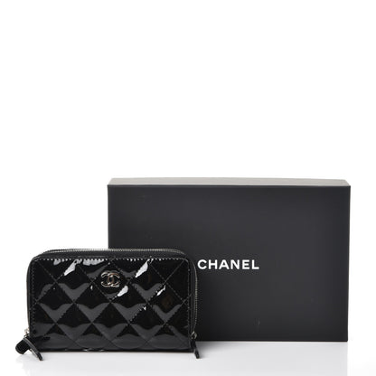 Chanel Patent Calfskin Quilted Zip Around Phone Holder Black 8 of 8