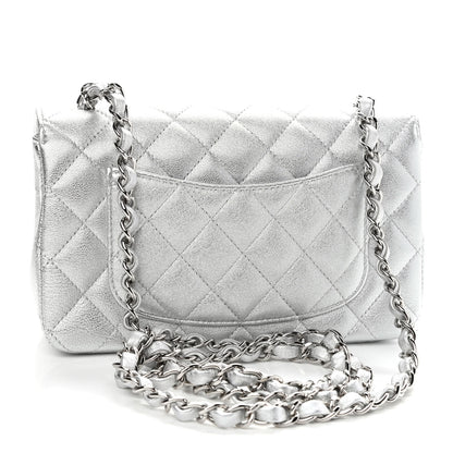 Chanel Metallic Lambskin Quilted Mini Rectangular Flap Silver 3 of 9
