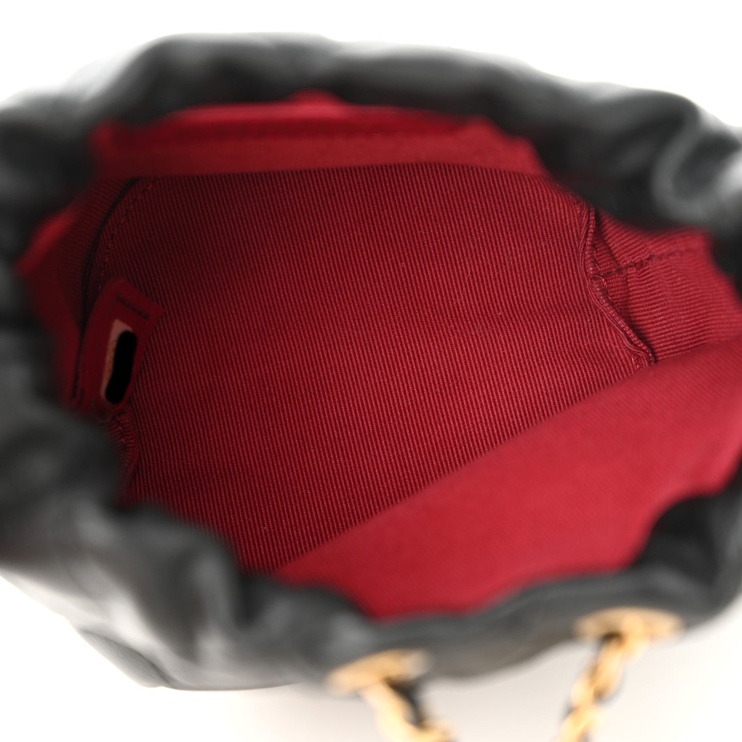 Calfskin Quilted Pearl Mini About Pearls Drawstring Bucket Bag Black