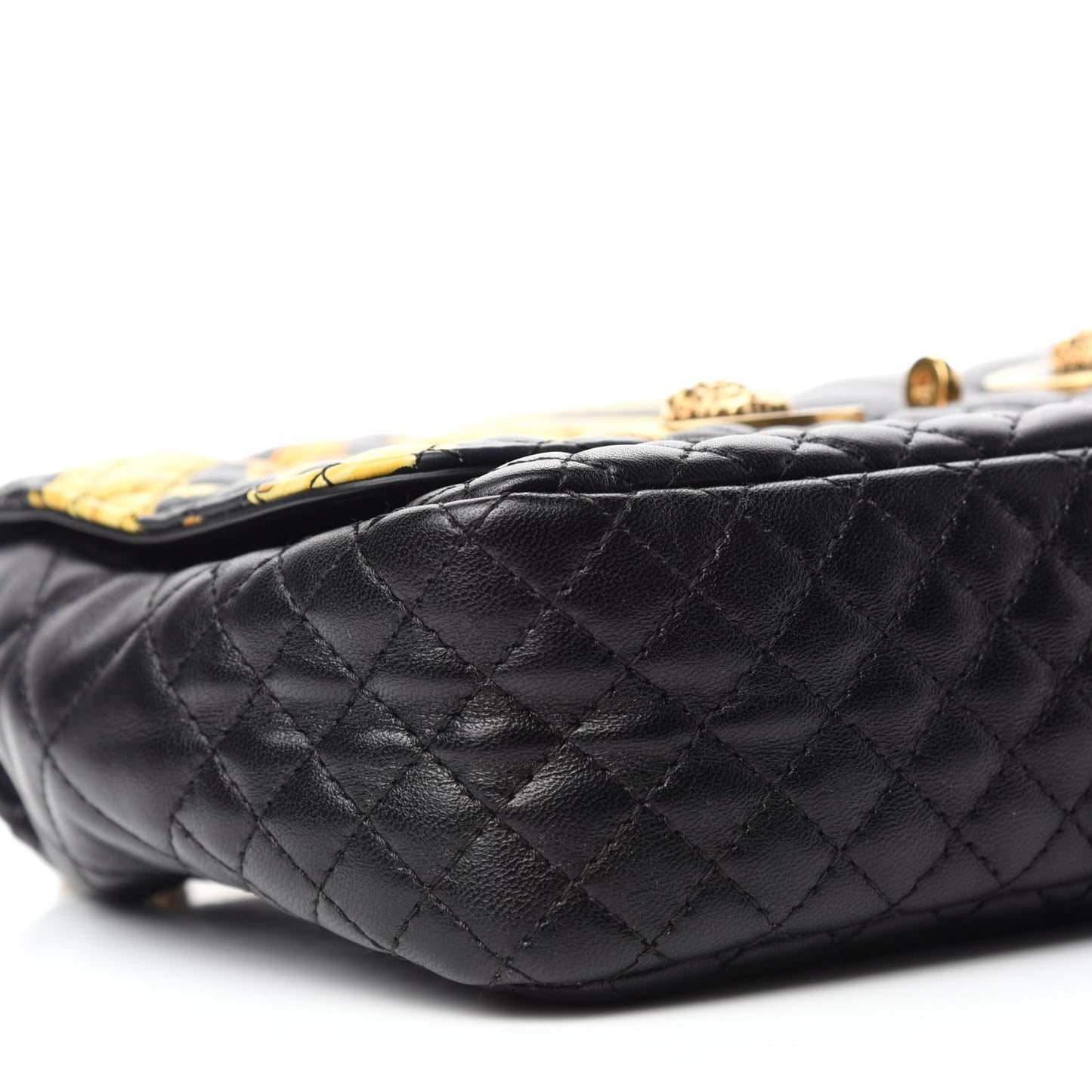 Nappa Quilted Barocco Print Icon Shoulder Bag Black