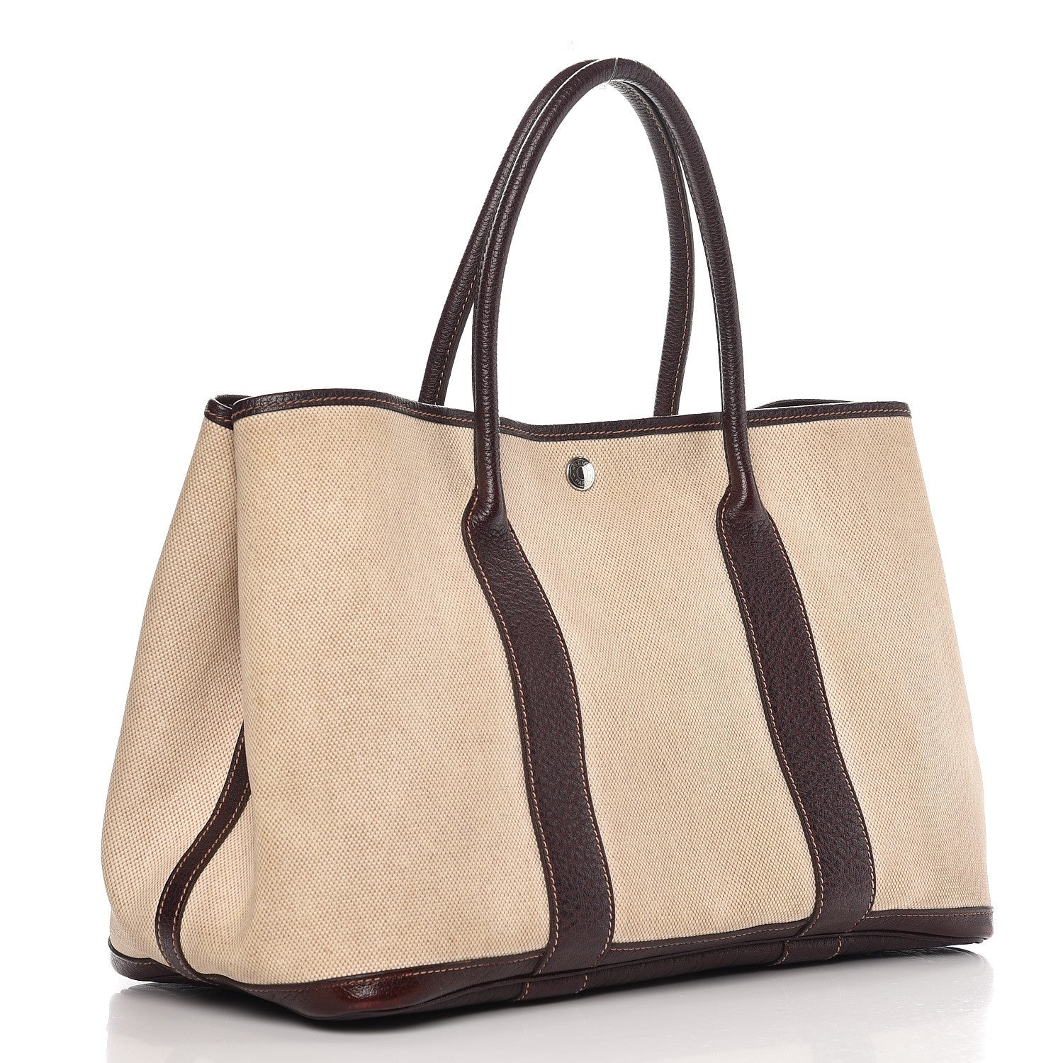 Hermes Buffle Skipper Toile Garden Party 36 MM Tote Marron Fonce 3 of 15