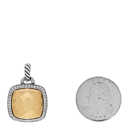 David Yurman Sterling Silver 18K Yellow Gold Diamond 17mm Albion Enhancer Pendant 2 of 4