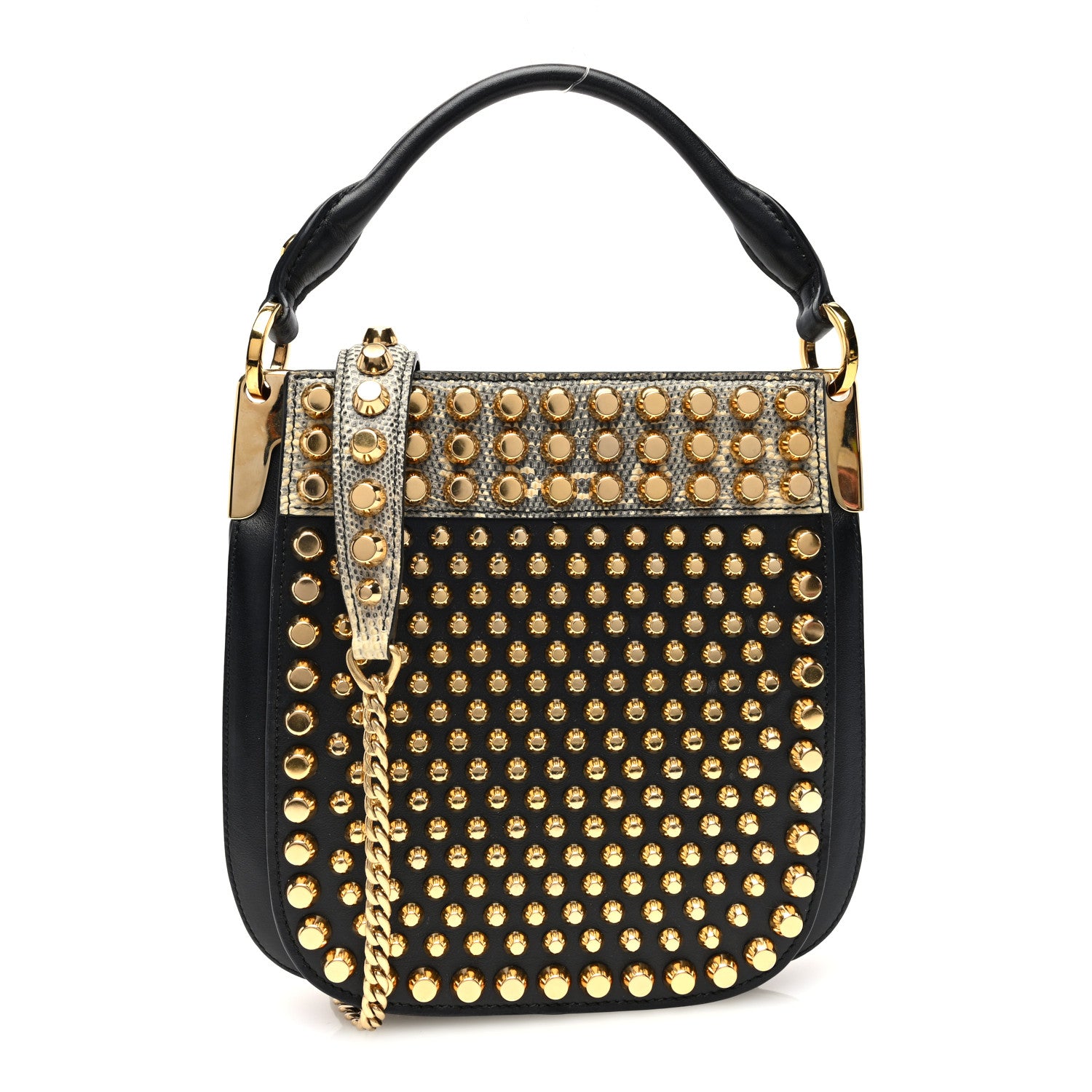 Prada City Calfskin Lucer Studded Small Margit Bag Black Roccia 1 of 9