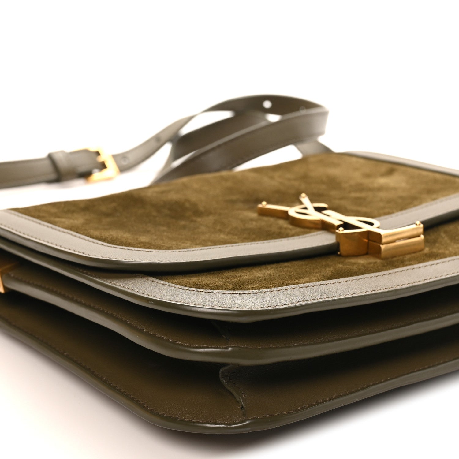Saint Laurent Suede Smooth Calfskin Monogram Medium Solferino Soft