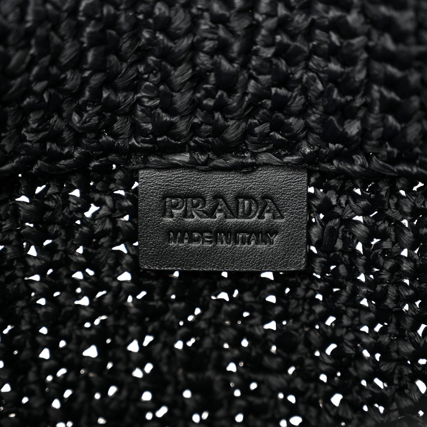 Yarn Raffia Effect Crochet Small Logo Tote Black