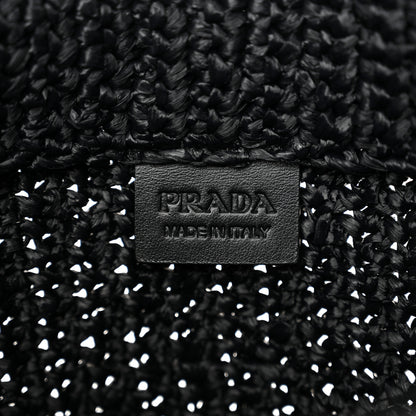 Prada Yarn Raffia Effect Crochet Small Logo Tote Black 6 of 10