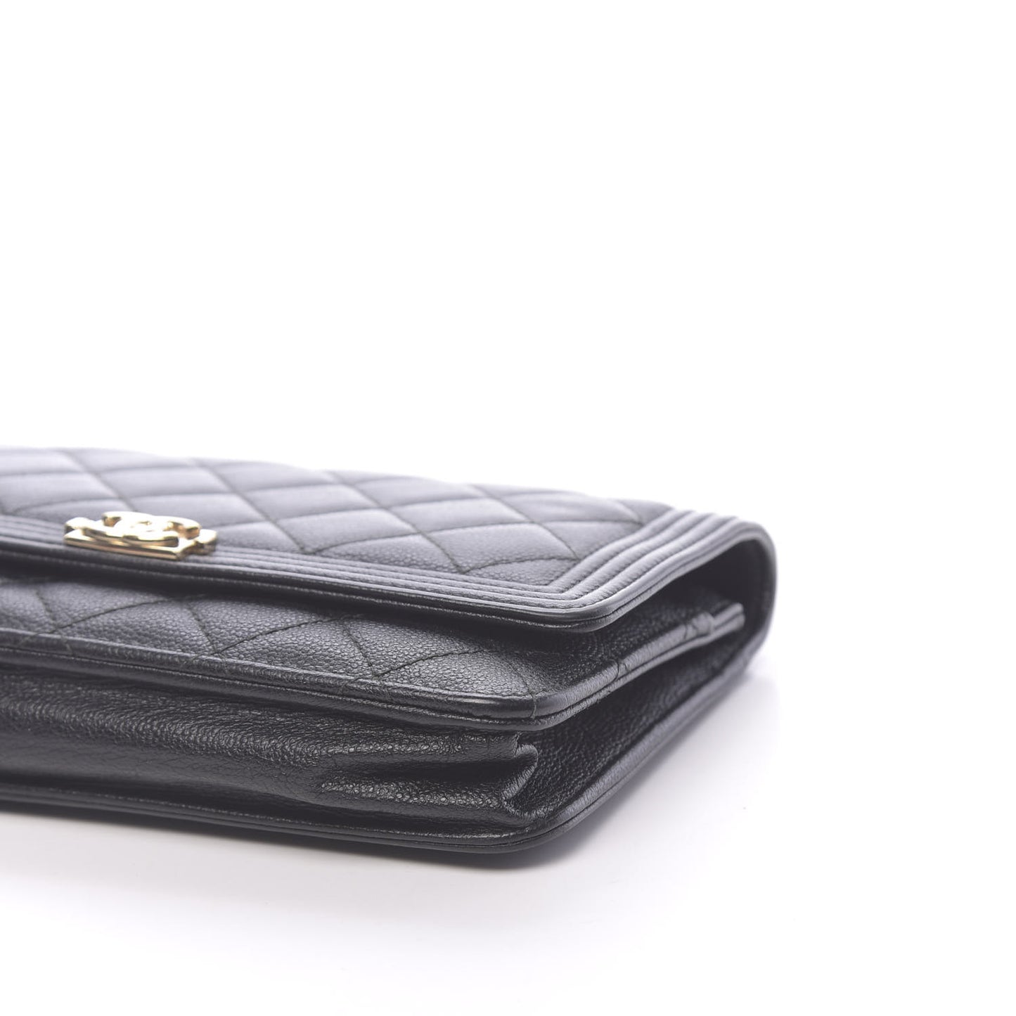 Caviar Quilted Boy Wallet On Chain WOC Black