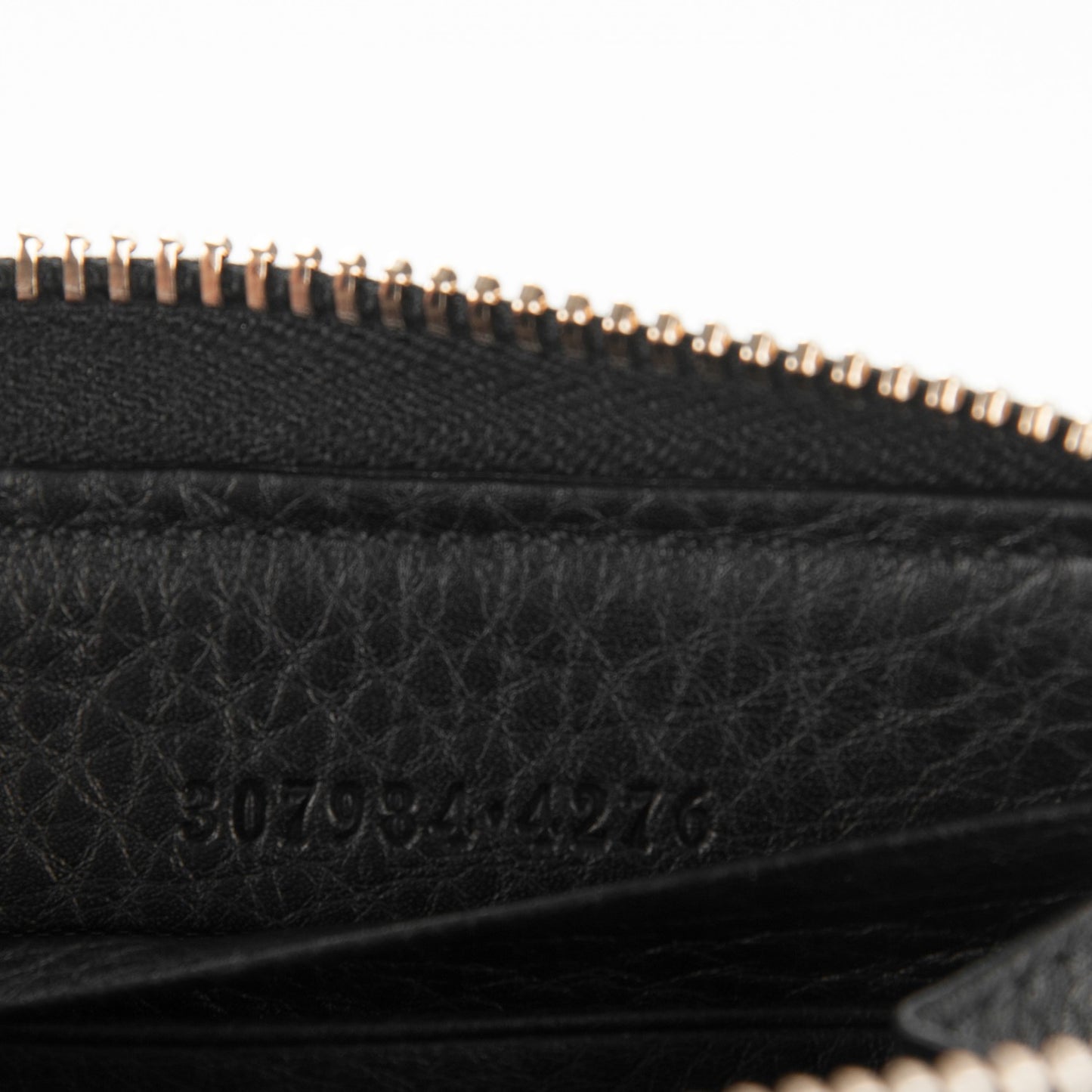 Pebbled Calfskin Bamboo Tassel Zip Around Wallet Black