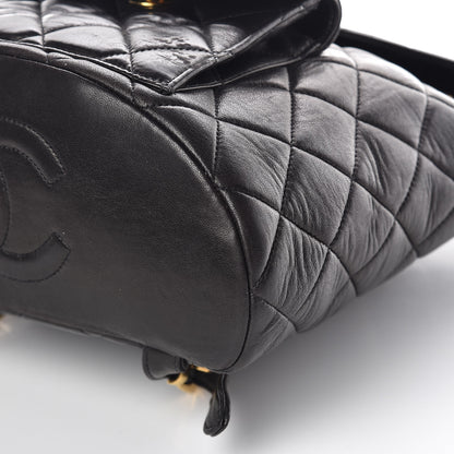 Chanel Lambskin Quilted Drawstring Backpack Black 10 of 10