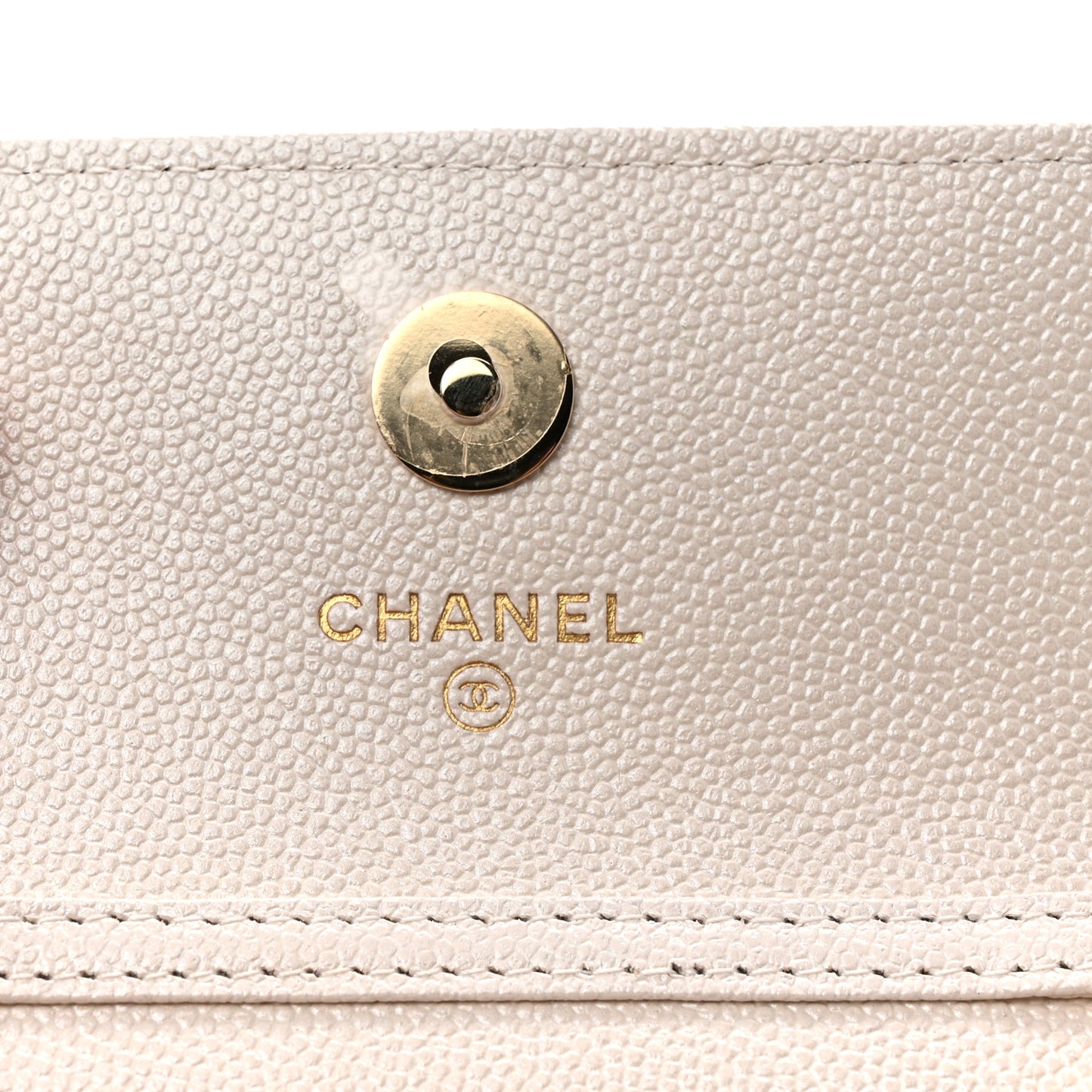 Caviar Quilted Crystal CC Clutch With Chain White