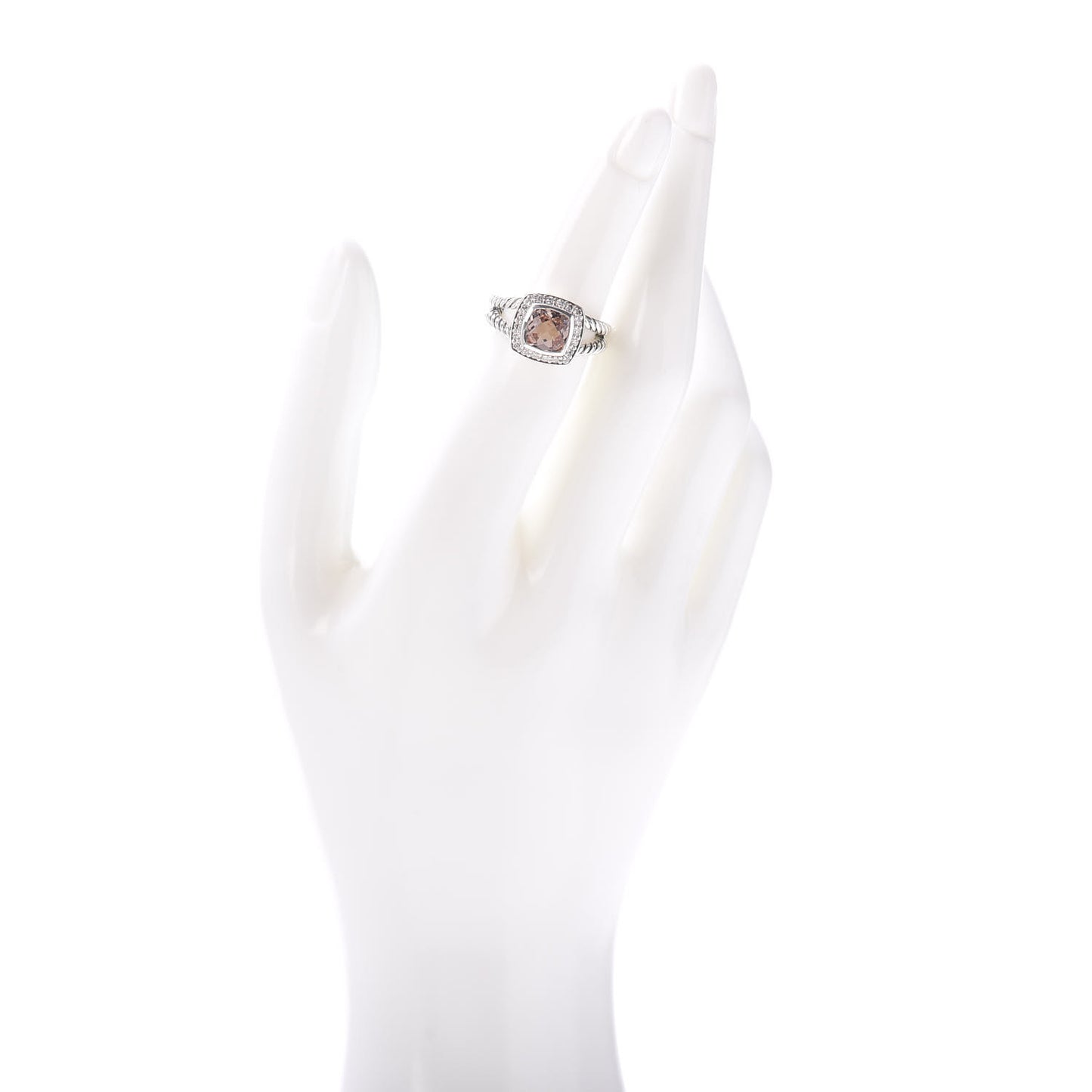 Sterling Silver Diamond Morganite 7mm Petite Albion Ring 49 5