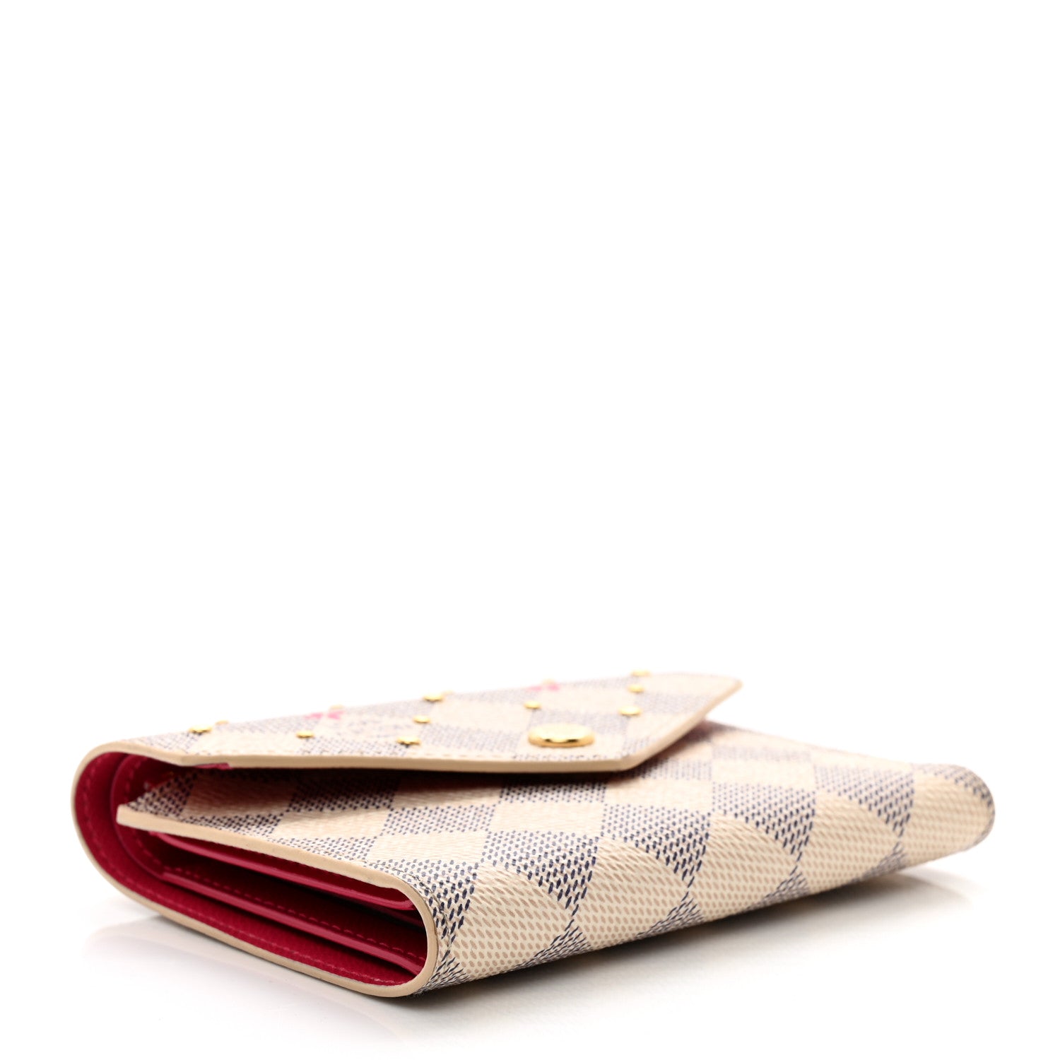 Louis Vuitton Damier Azur Studded Zoe Wallet Rose Ballerine 4 of 7