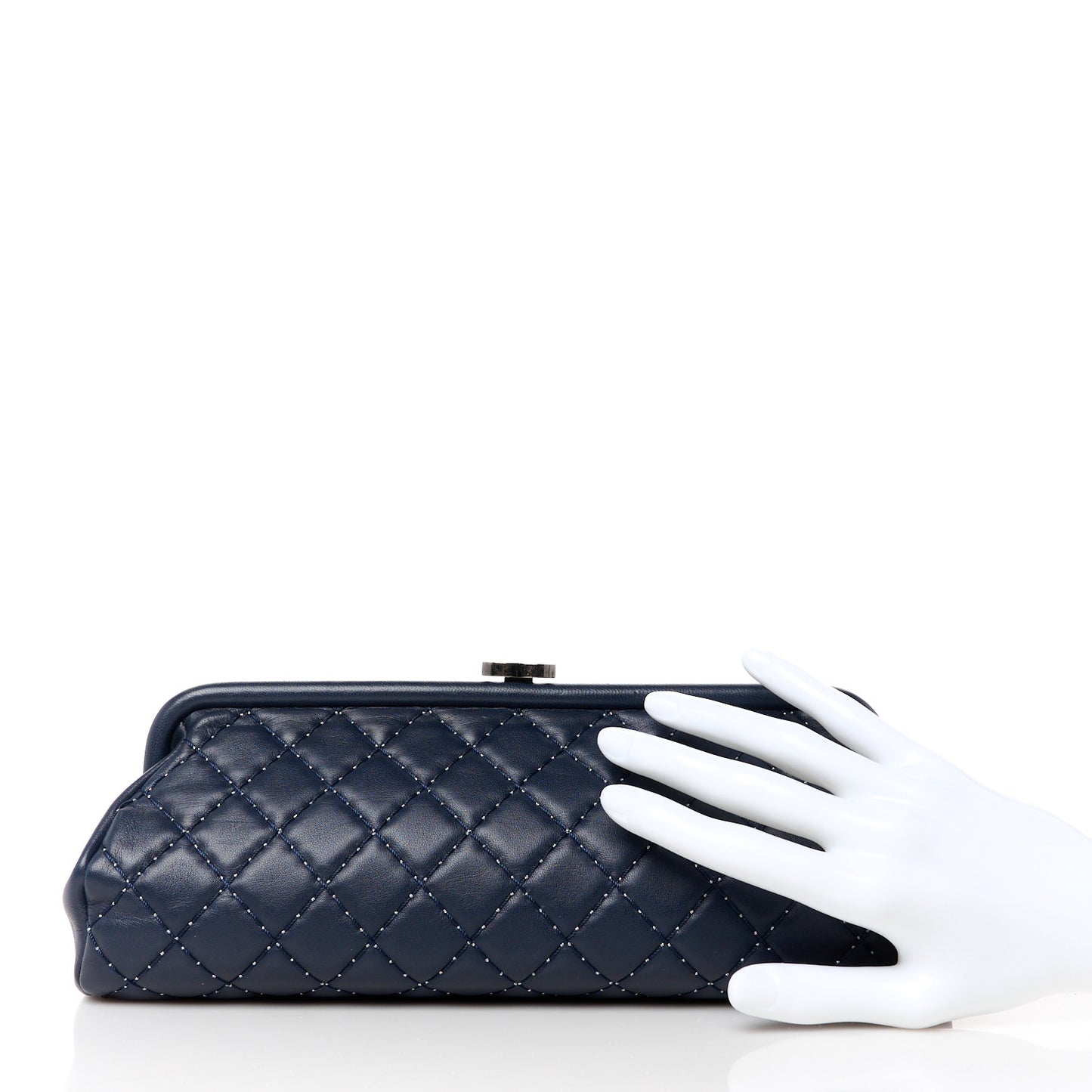Lambskin Stitched Timeless Clutch Navy