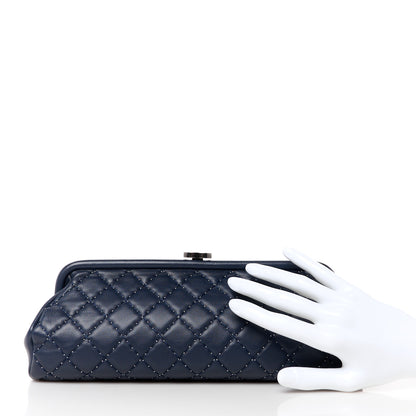 Chanel Lambskin Stitched Timeless Clutch Navy 2 of 10