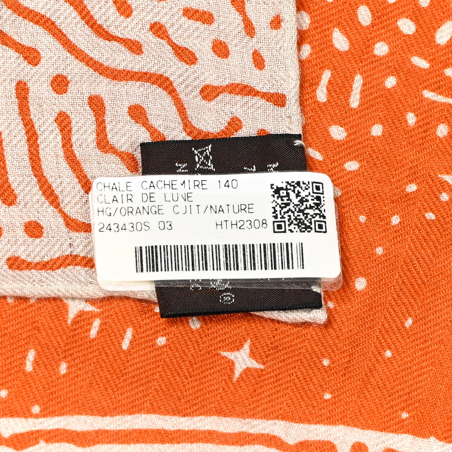Silk Cashmere Clair De Lune Shawl 140 Orange Cuit Naturel