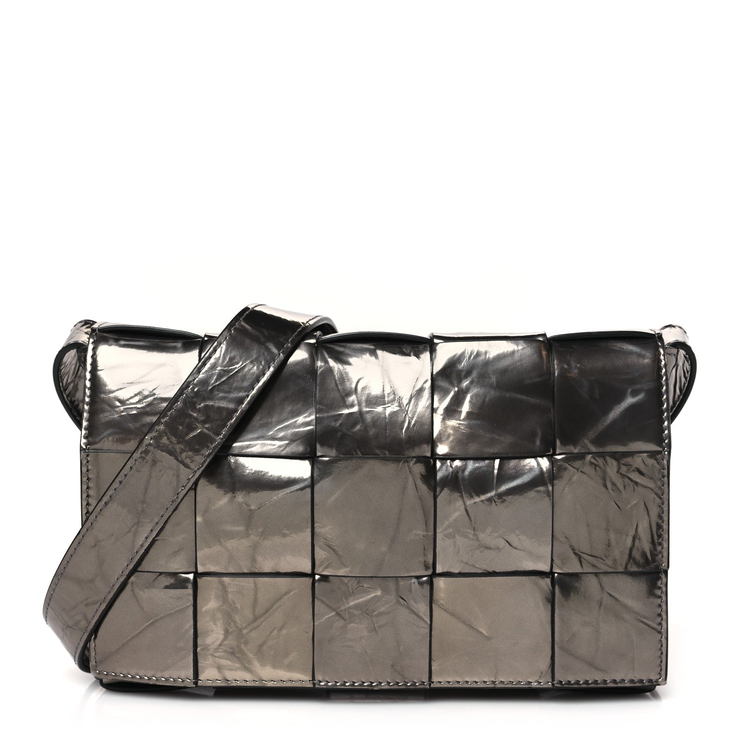 Bottega Veneta Metallic Crushed Calfskin Maxi Intrecciato Cassette Crossbody Bag Anchor 1 of 9