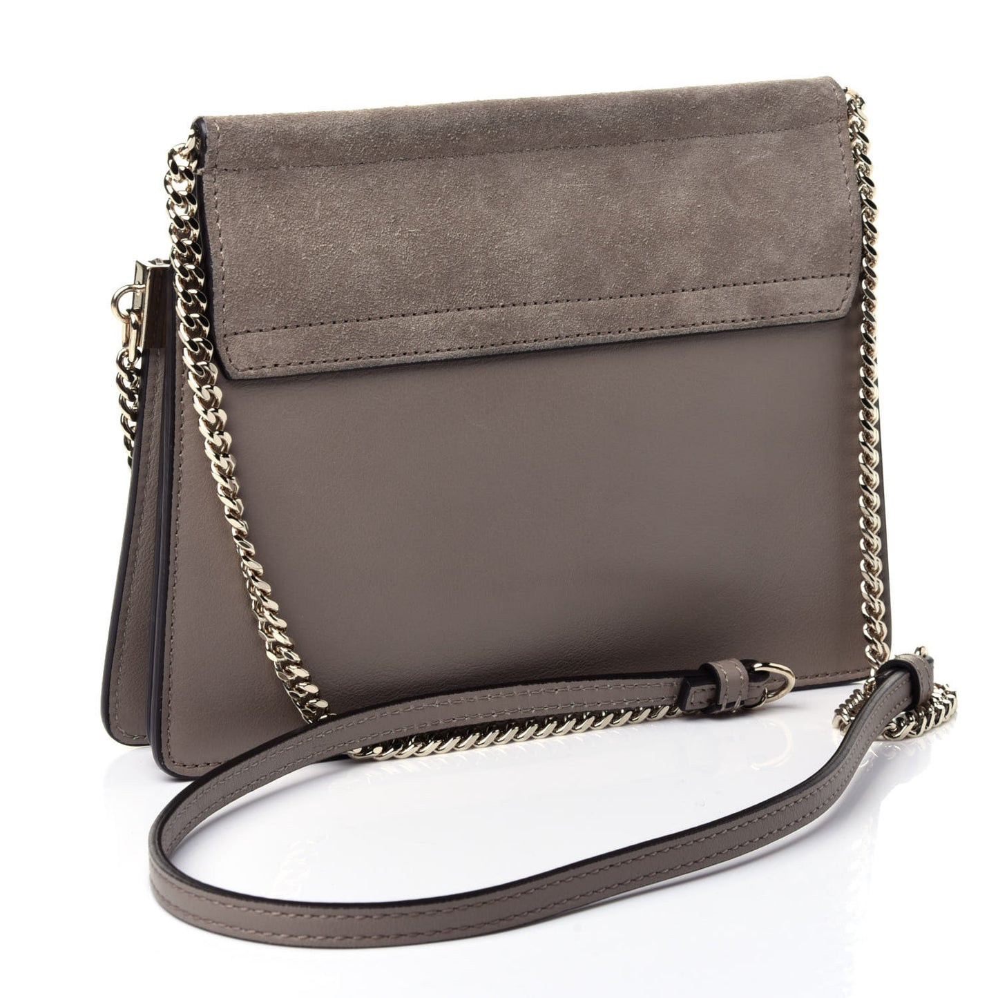 Calfskin Suede Mini Chain Faye Shoulder Bag Motty Grey