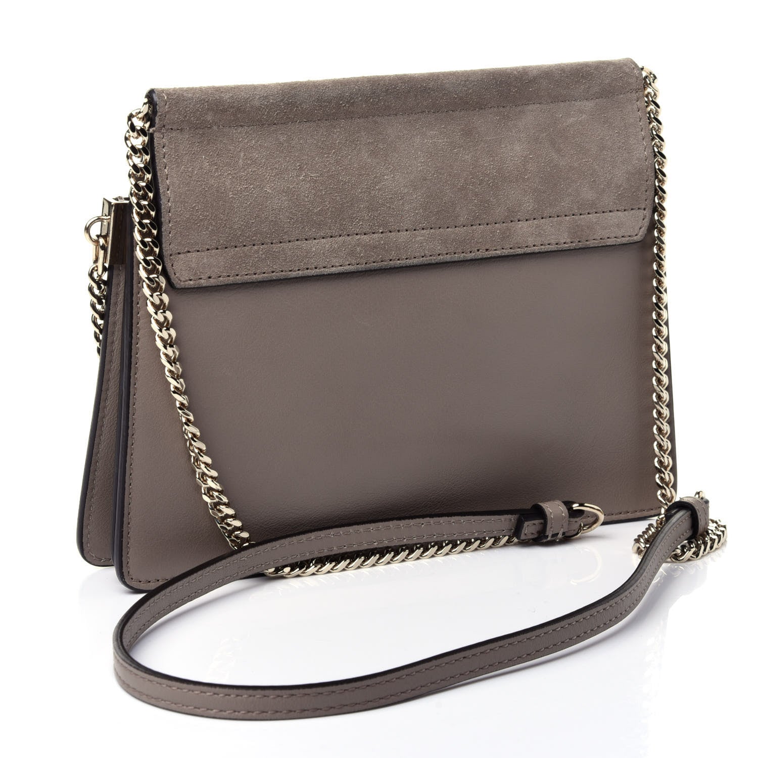 Chloe Calfskin Suede Mini Chain Faye Shoulder Bag Motty Grey 3 of 5