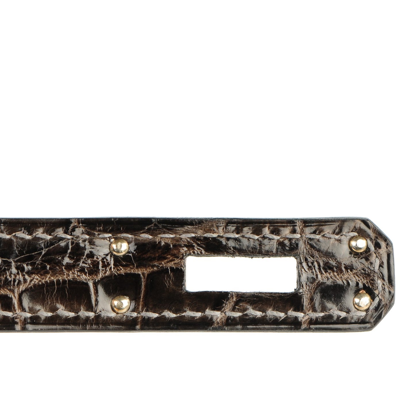 Shiny Porosus Crocodile Kelly Cut Pochette Graphite