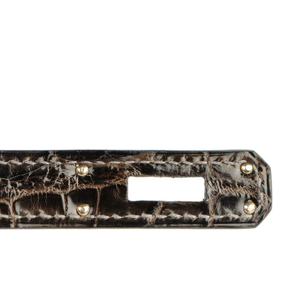 Hermes Shiny Porosus Crocodile Kelly Cut Pochette Graphite 5 of 16