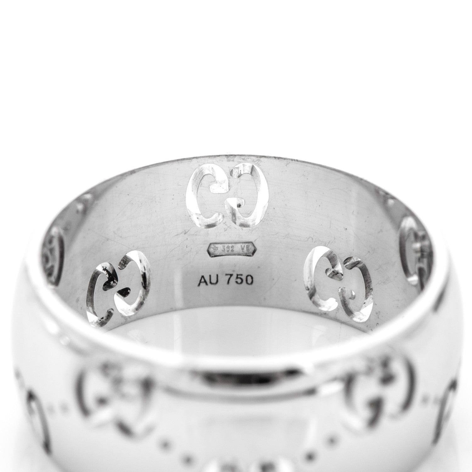 Gucci 18K White Gold 8mm Icon Band Ring 6.5 4 of 6