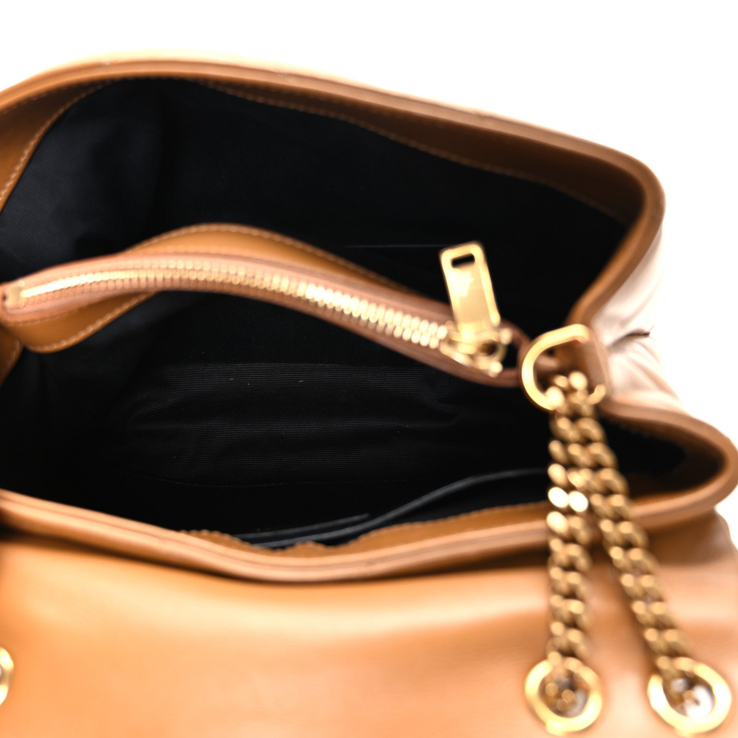 Saint Laurent Calfskin Y Quilted Monogram Small Loulou Chain Satchel Dark Natural 5 of 11