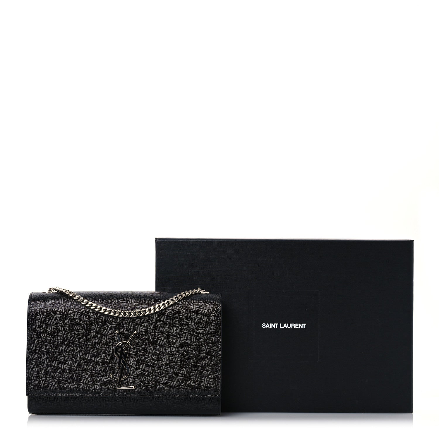 Saint Laurent Grain De Poudre Medium Classic Monogram Kate Satchel Black 12 of 12