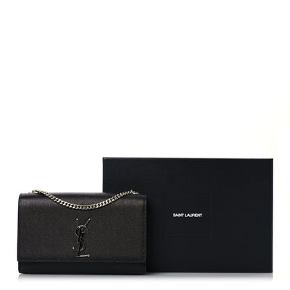Saint Laurent Grain De Poudre Medium Classic Monogram Kate Satchel Black 12 of 12