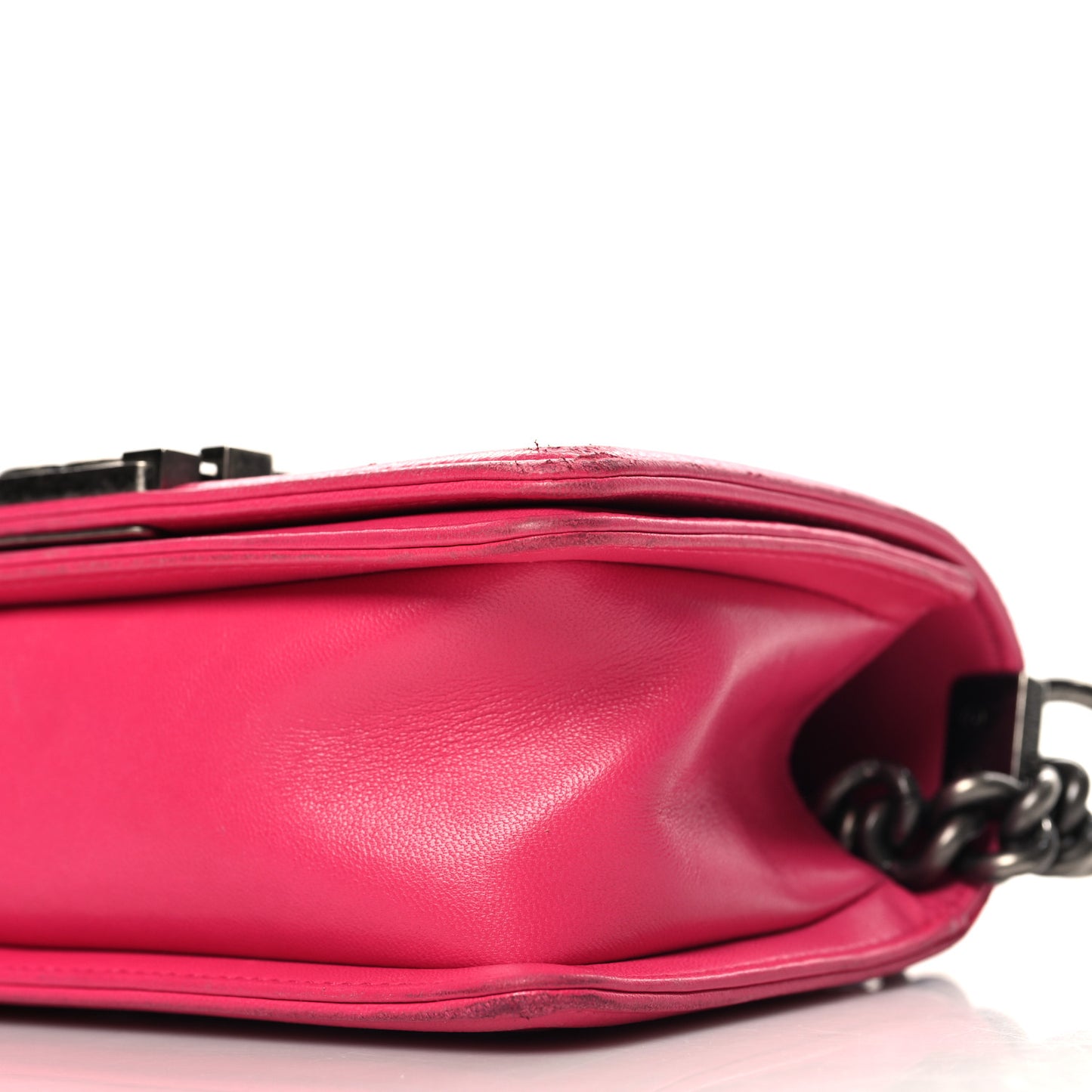 Lambskin Quilted Small Boy Flap Dark Pink