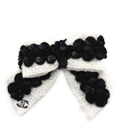 Chanel Lace CC Bow Brooch Black White 1 of 4