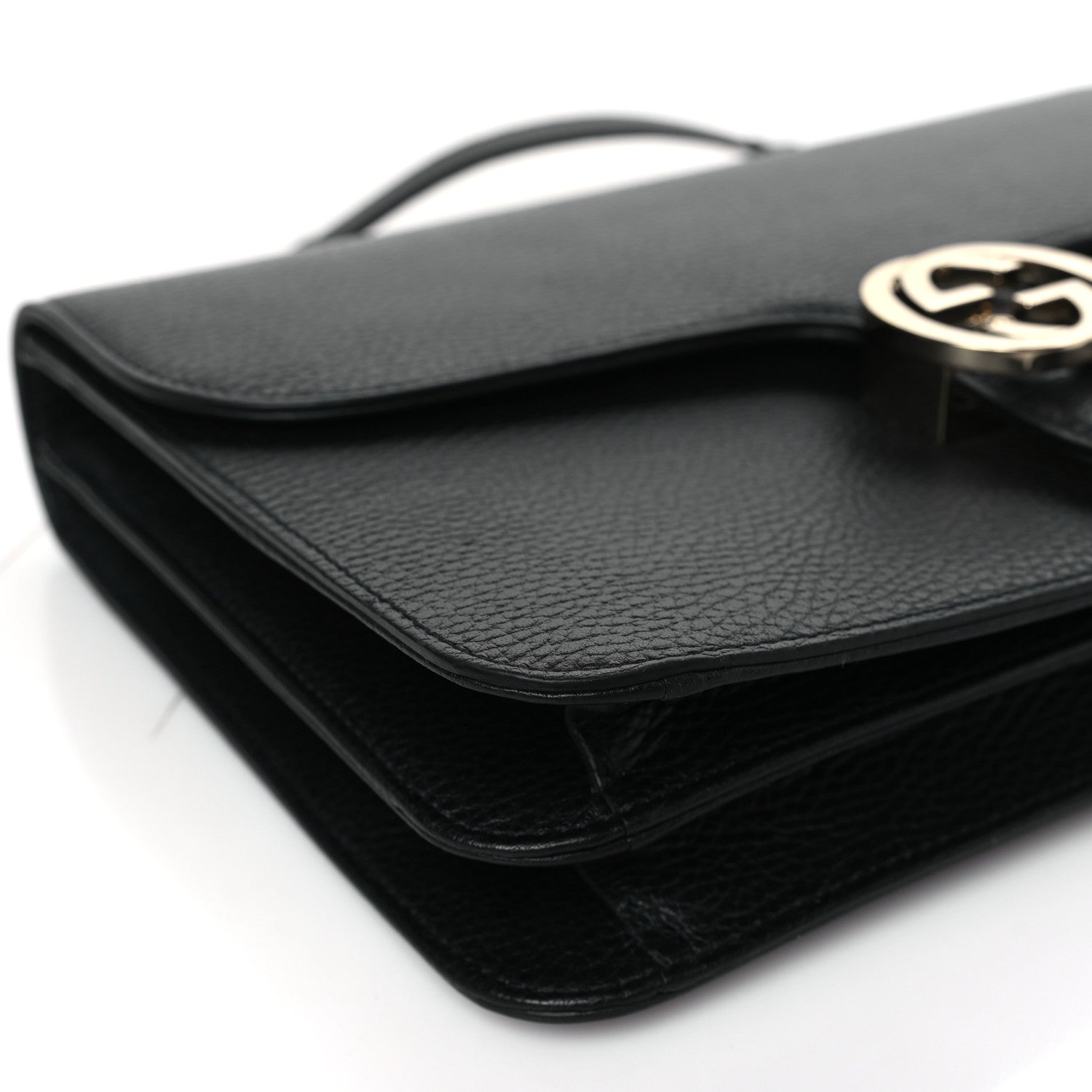 Gucci Dollar Calfskin Interlocking G Shoulder Bag Black 8 of 9