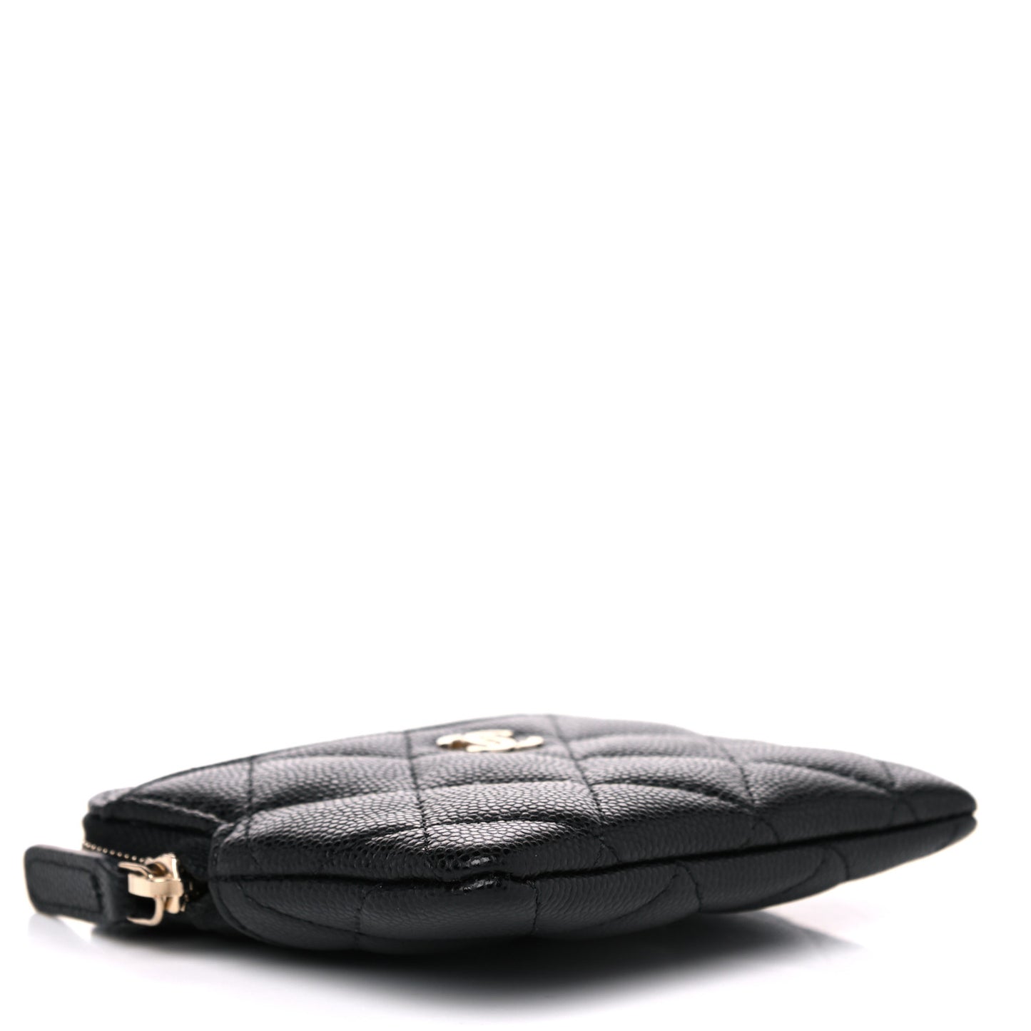 Caviar Quilted Zip Card Holder Wallet Black
