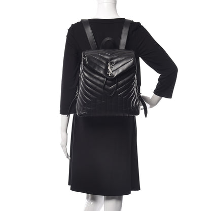 Saint Laurent Calfskin Y Quilted Monogram Medium Loulou Backpack Black 2 of 10