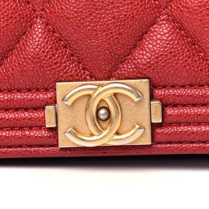 Chanel Caviar Quilted Boy Wallet On Chain WOC Red 10 of 11