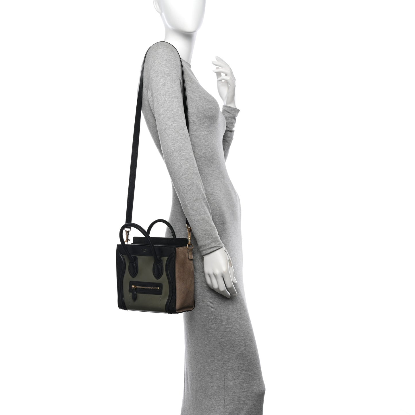 Baby Grained Calfskin Nubuck Nano Tri-Color Luggage Stone