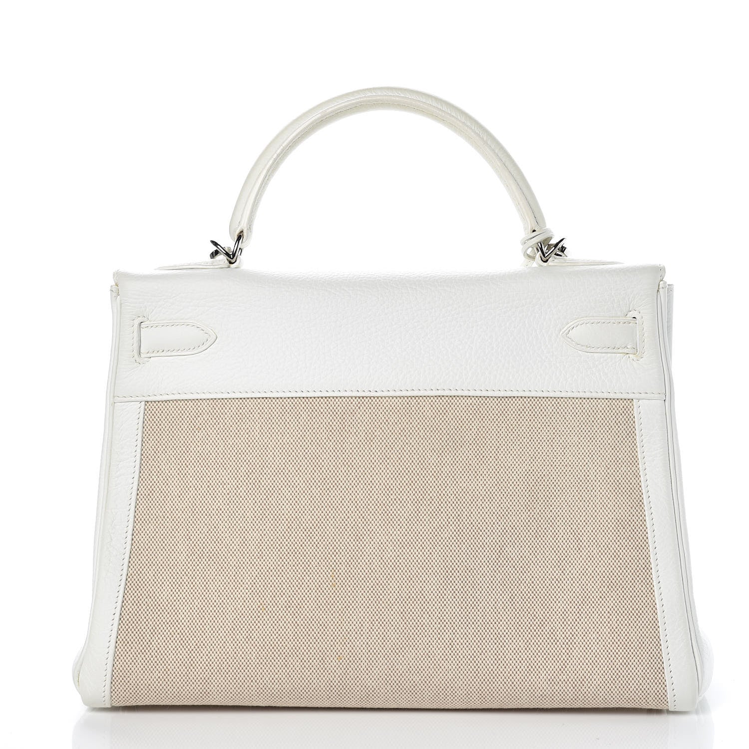 Hermes Taurillon Clemence Toile Kelly Retourne 32 White 5 of 40