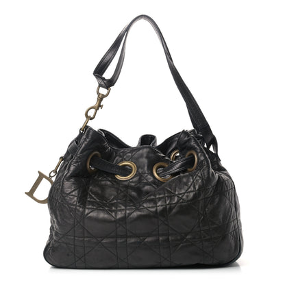 Christian Dior Lambskin Cannage Drawstring Bag Black 1 of 11