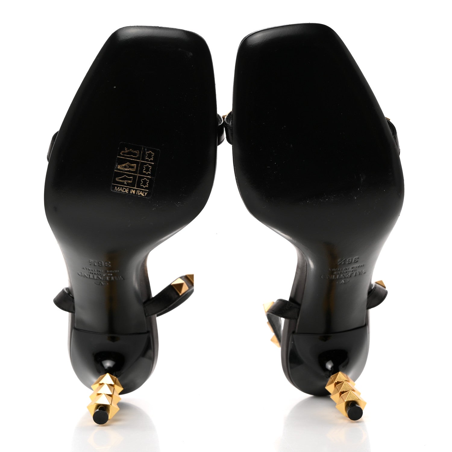 Valentino Garavani Goatskin Rockstud Sculpted Heel 70mm Slingback Sandals 36.5 Black 5 of 8