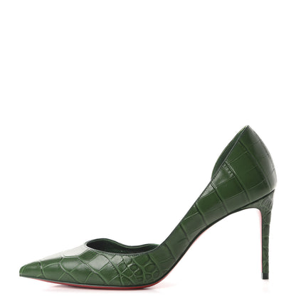 Christian Louboutin Crocodile Embossed Calfskin Iriza 100 Pumps 36.5 Green 1 of 12
