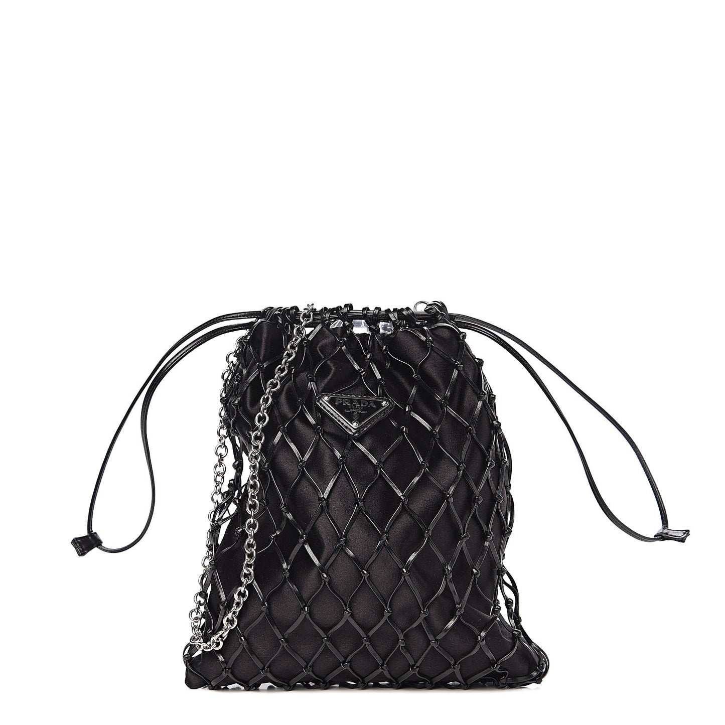 Satin Net Chain Bag Black