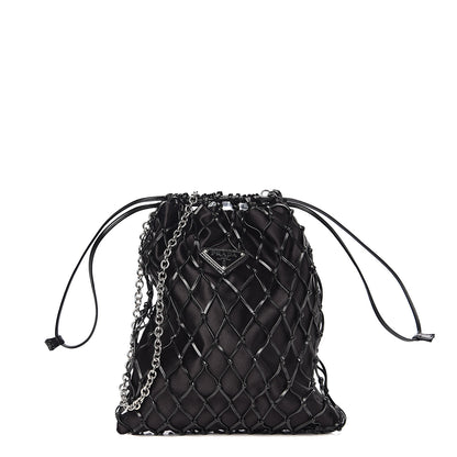 Prada Satin Net Chain Bag Black 1 of 8