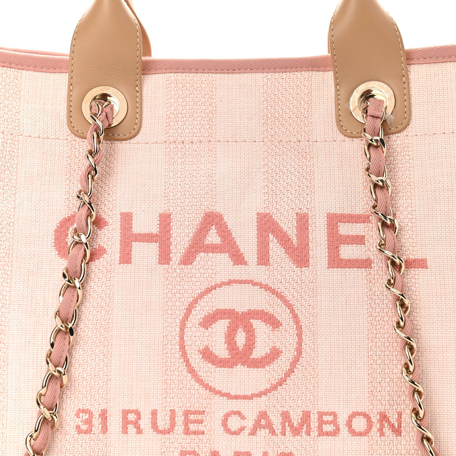 Chanel Mixed Fibers Calfskin Striped Medium Deauville Tote Light Pink 8 of 10