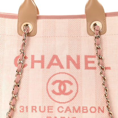 Chanel Mixed Fibers Calfskin Striped Medium Deauville Tote Light Pink 8 of 10