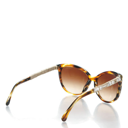 Chanel Crystal Baguette Polarized Cat Eye Bijou Sunglasses 5307-B Light Tortoise 3 of 6