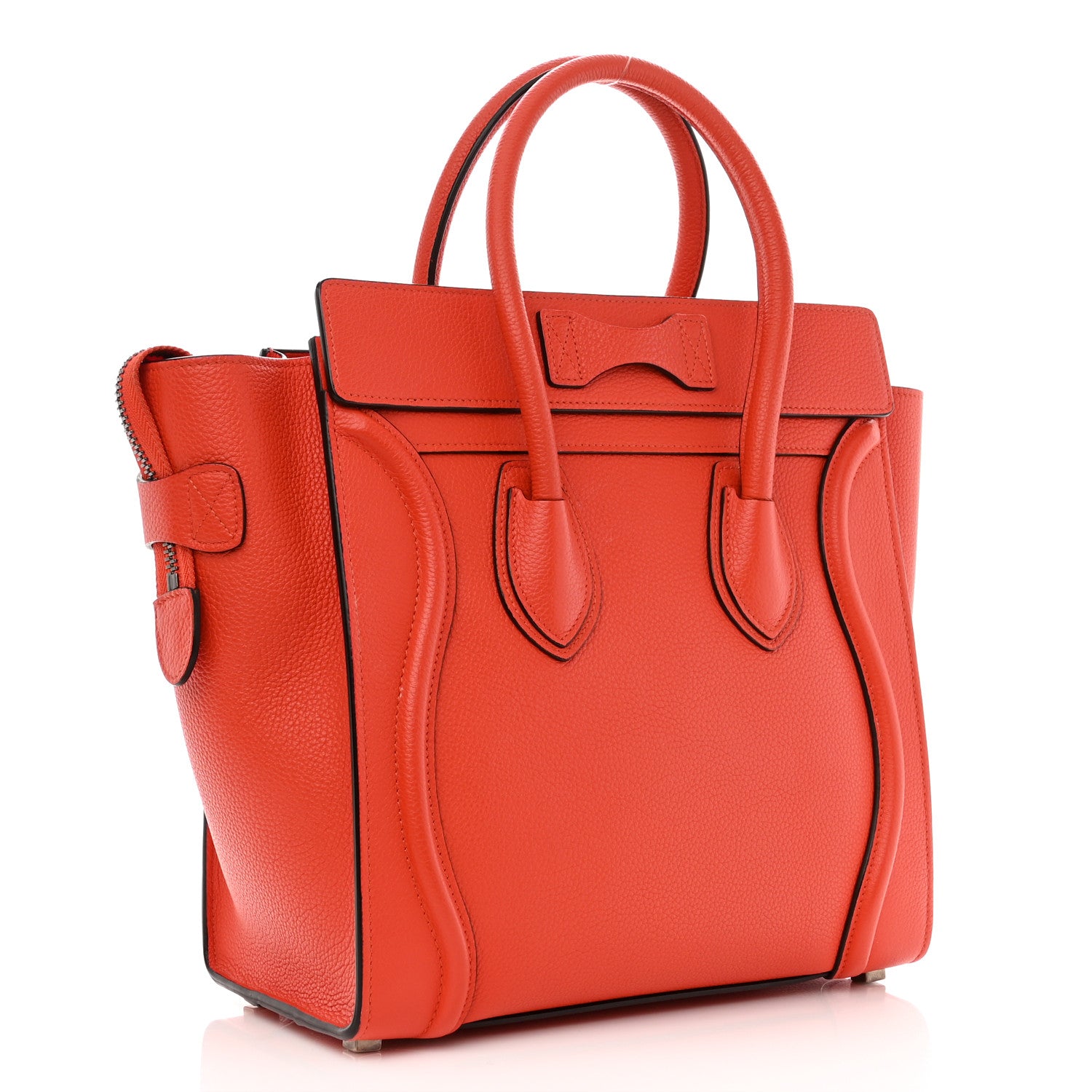 Celine Drummed Calfskin Micro Luggage Vermillion 3 of 8