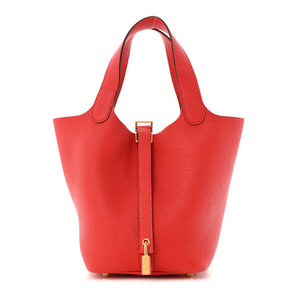Hermes Taurillon Clemence Picotin Lock 18 PM Rouge de Coeur 1 of 11
