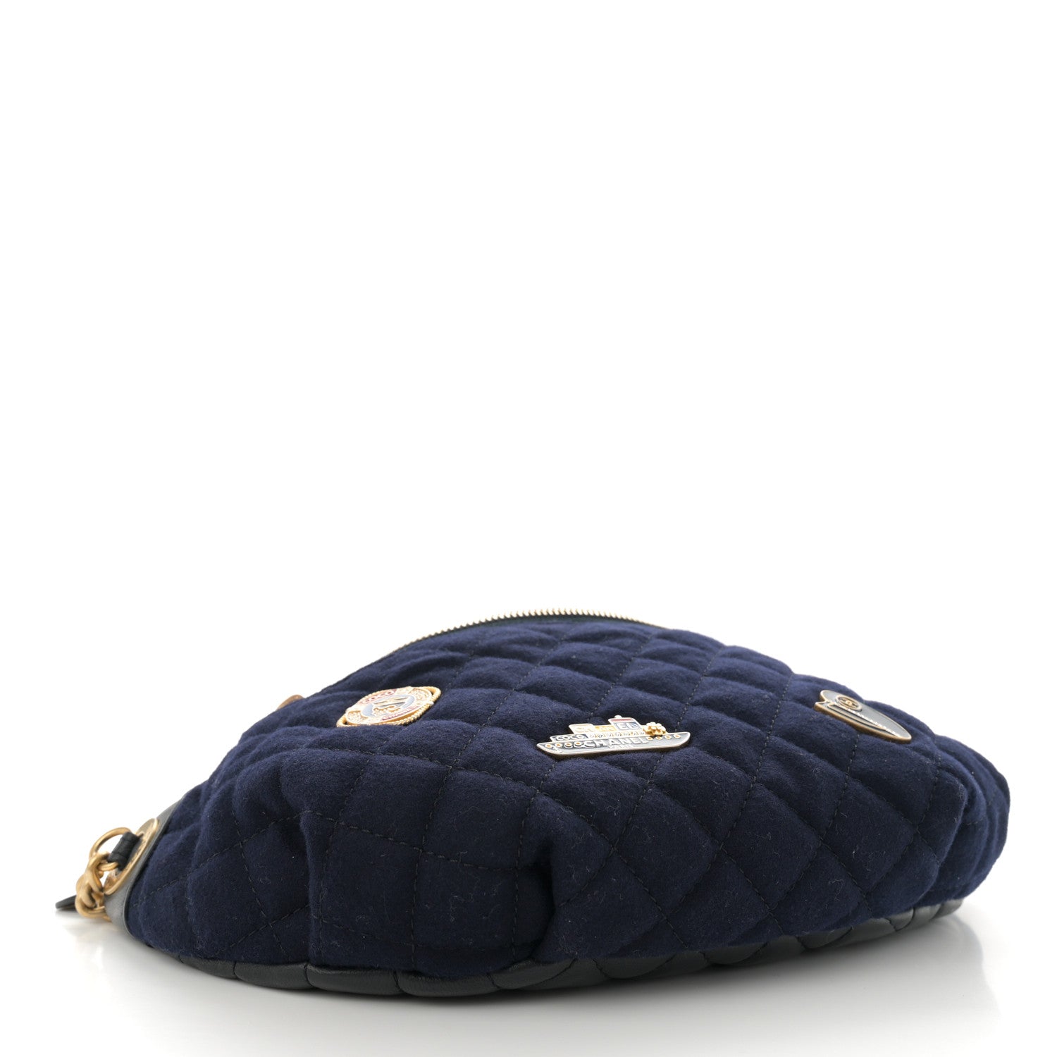 Chanel Wool Lambskin Quilted Paris Hamburg Charms Waist Bag Dark Navy 4 of 12