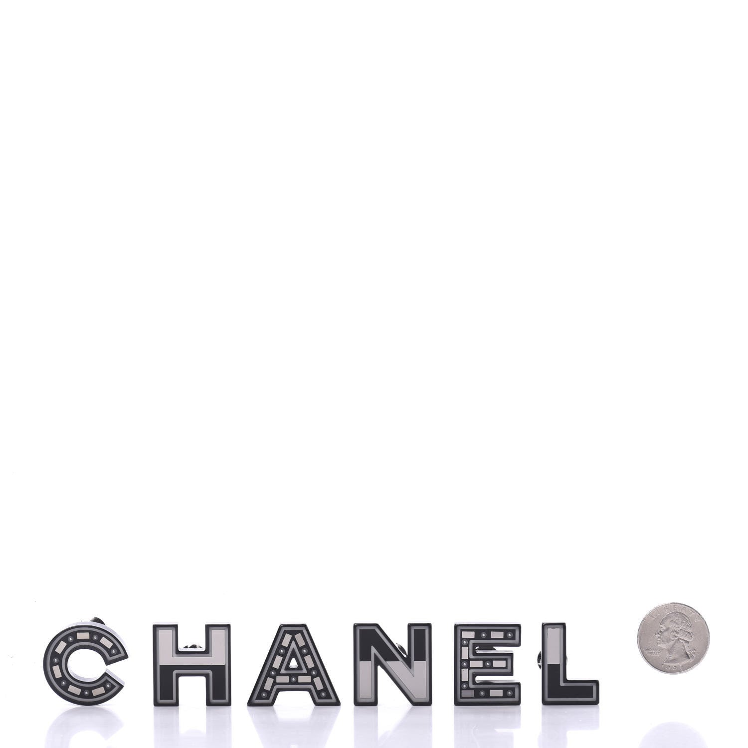 Chanel Resin Mirror Logo Brooch Set Black 3 of 4