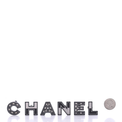 Chanel Resin Mirror Logo Brooch Set Black 3 of 4